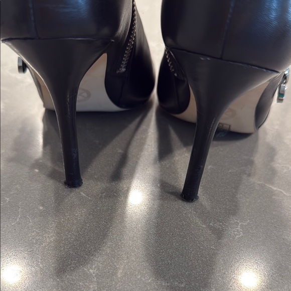 Michael Kors Black Heeled Boots with Edgy Buckle Design - Picture 7 of 8